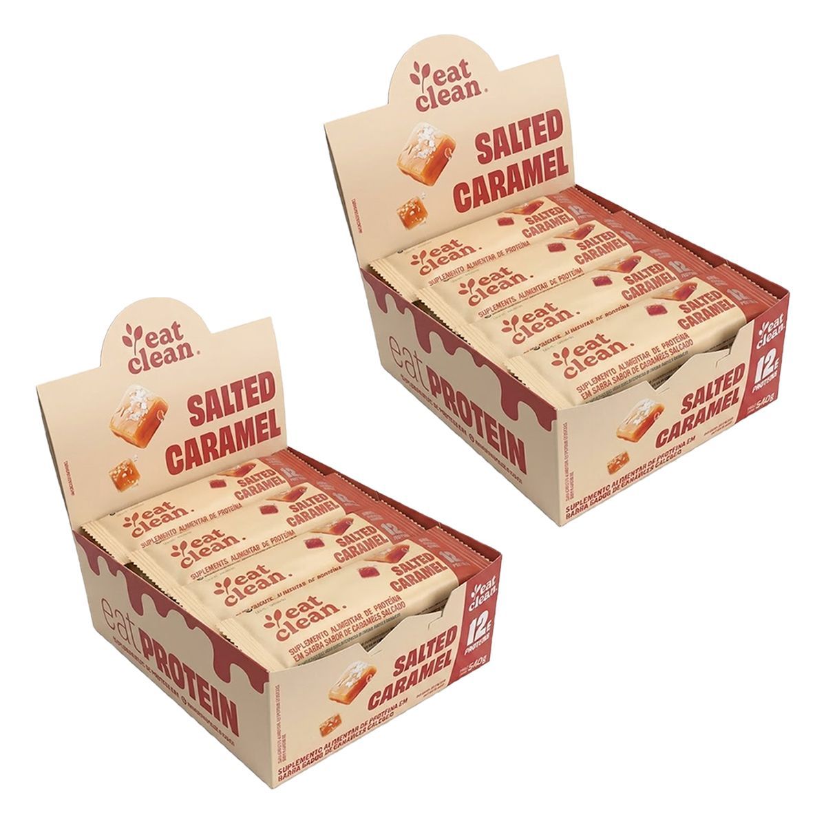 Kit 2X Barrinha de Proteina - 12 Barras 45g Salted Caramel - Eat Clean