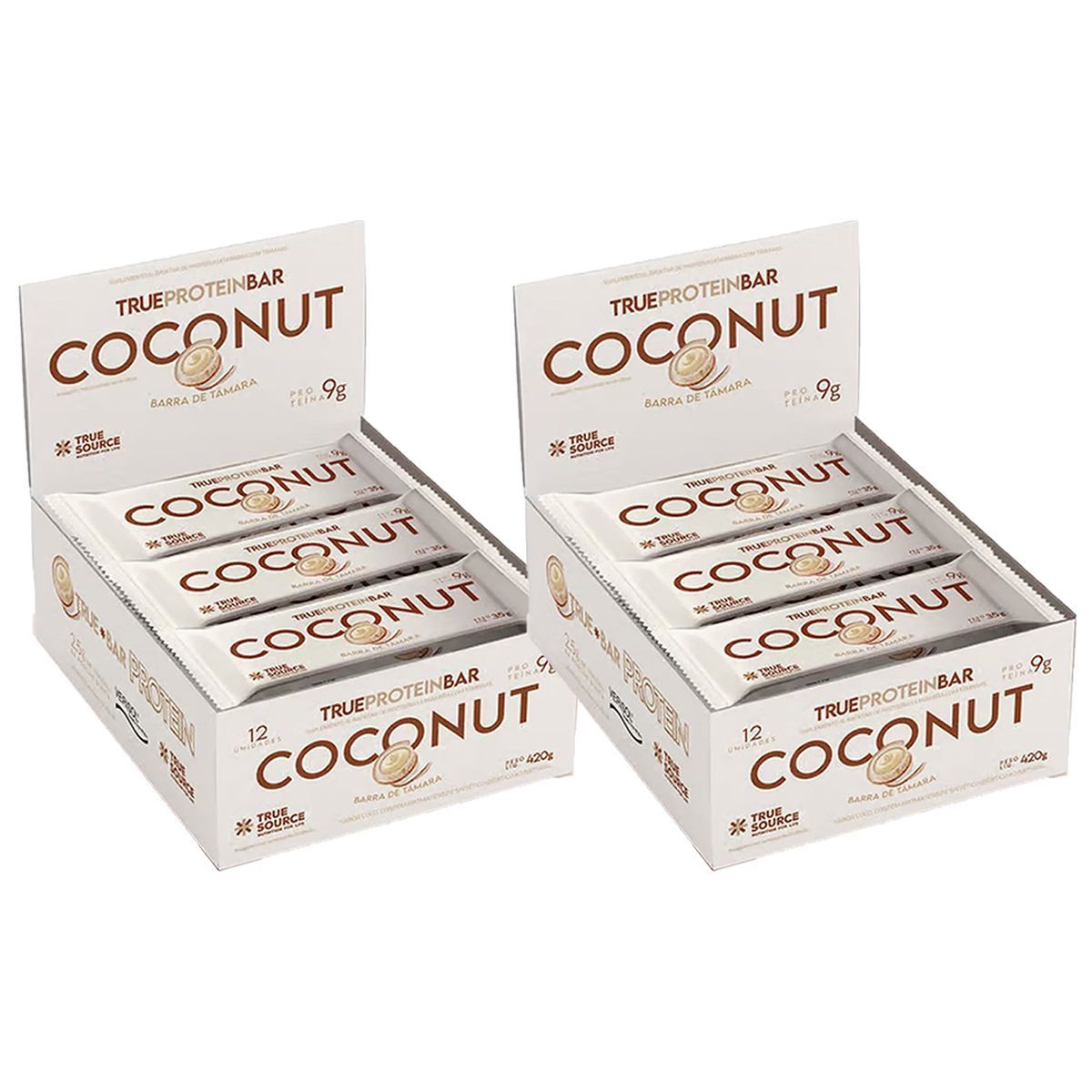 Kit 2X Barrinha de T�mara True Bar Protein - 12 Unidades de 35g Coconut - True Source