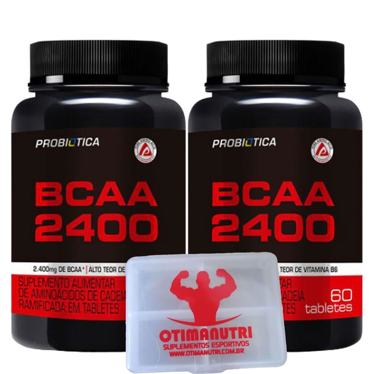 Kit 2x BCAA 2400 - 60 Tabletes + Porta C�ps - Probi�tica