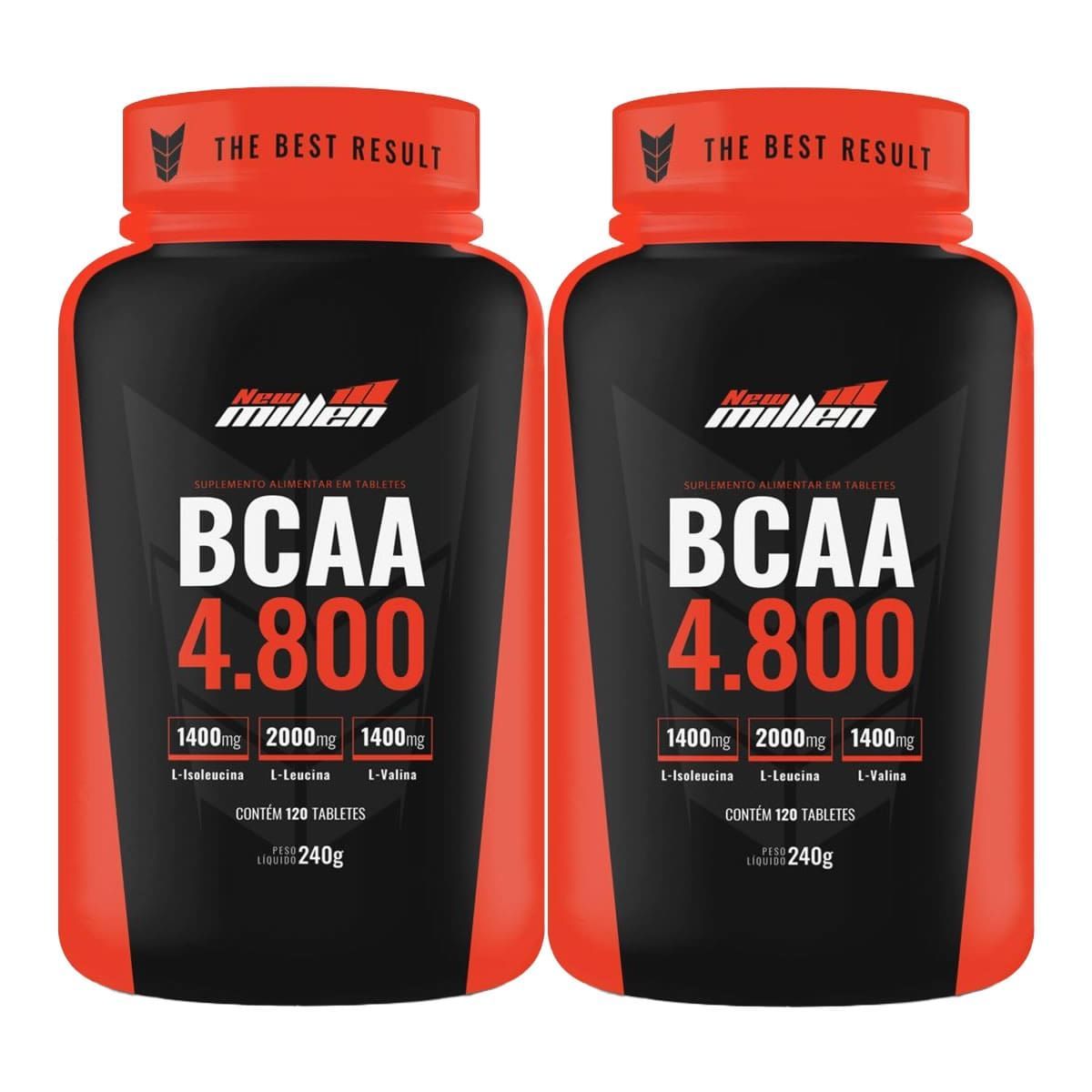 Kit 2X Bcaa 4800mg com Ribose - 120 Tabletes - New Millen