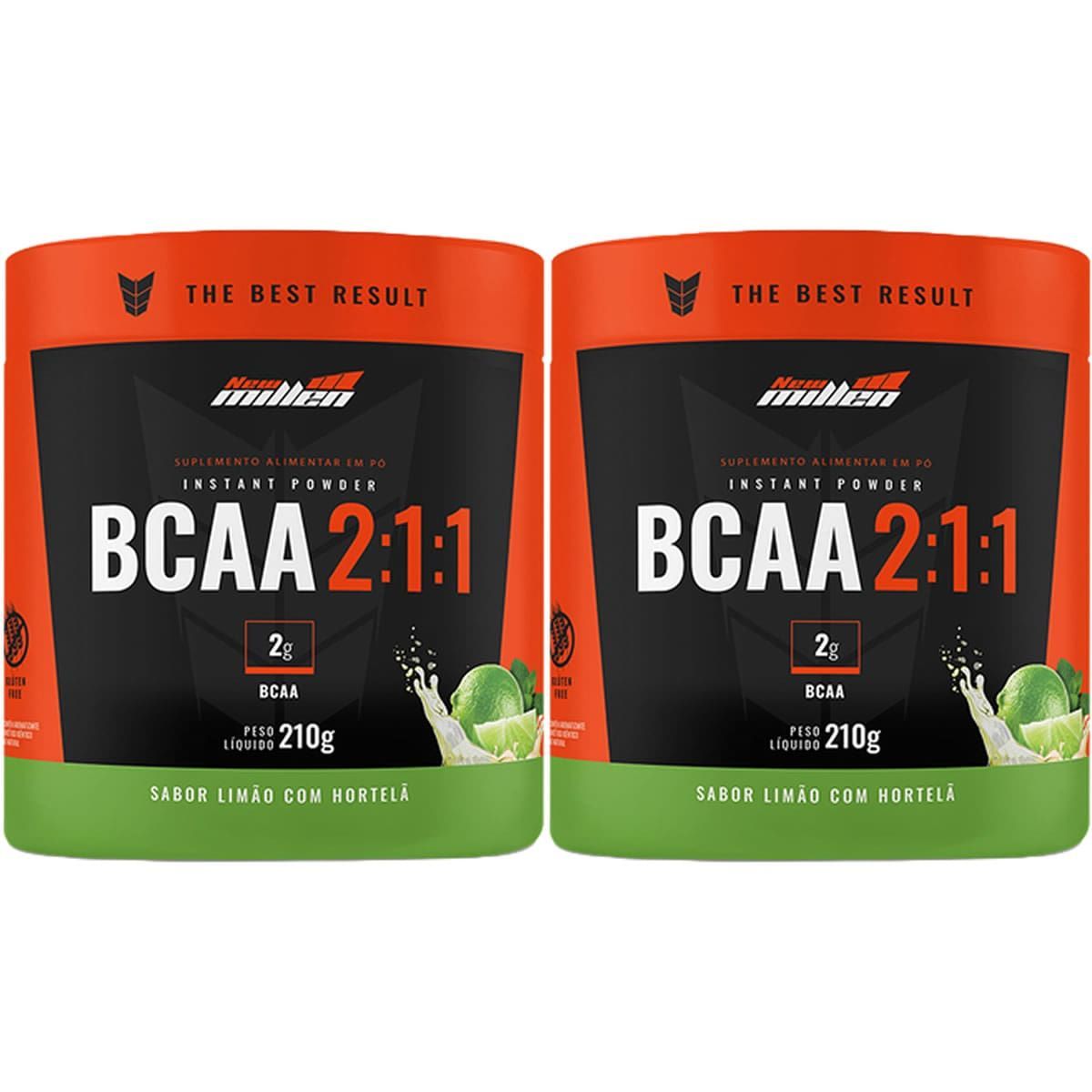 Kit 2X Bcaa Premium 2:1:1 - 210g Lim�o com Hortel� - New Millen