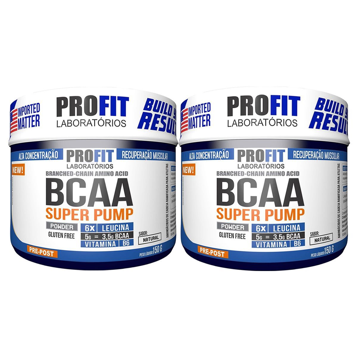 Kit 2X Bcaa Super Pump Powder 6:1:1 - 150g Natural - ProFit