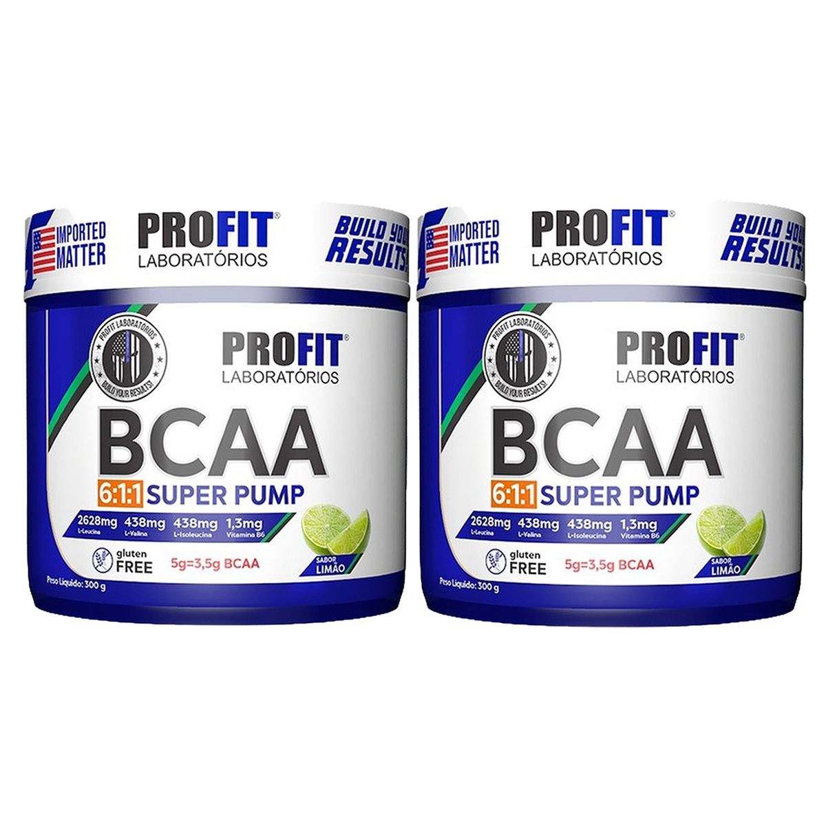 Kit 2X Bcaa Super Pump Powder 6:1:1 - 300g Lim�o - ProFit