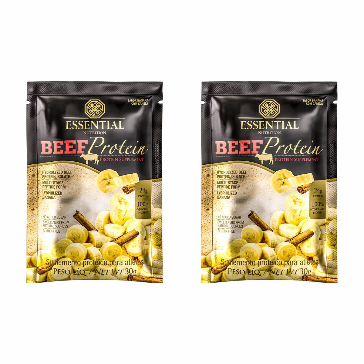 Kit 2X Beef Protein - 1 Sach� 30g Banana Com Canela - Essential Nutrition