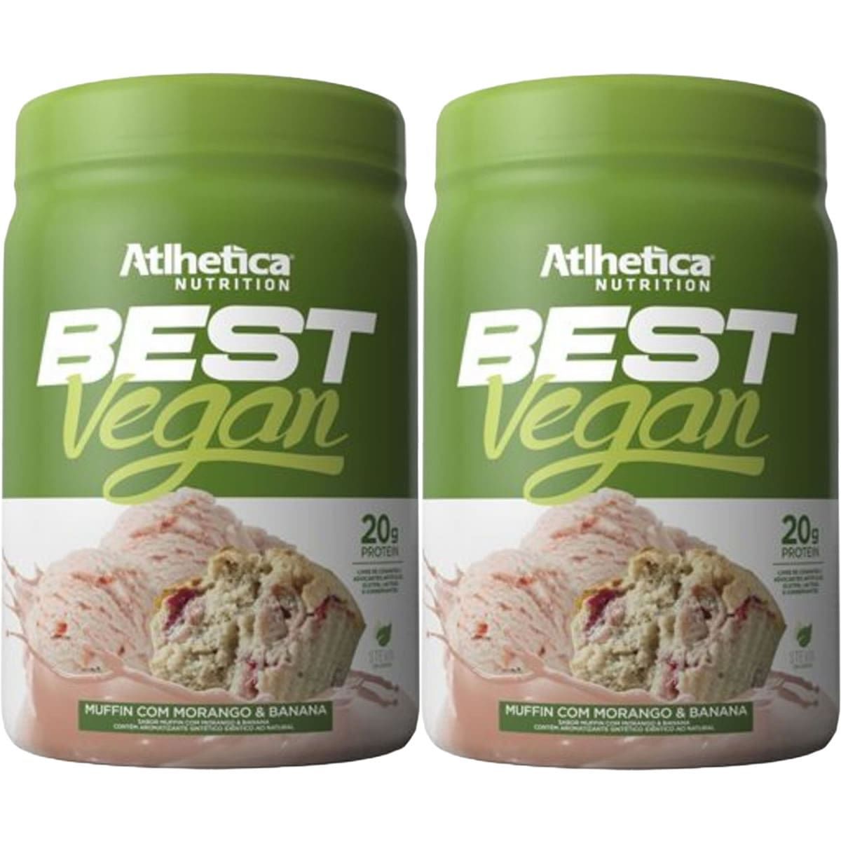 Kit 2X Best Vegan - 500g Muffin com Morango & Banana - Atlhetica Nutrition