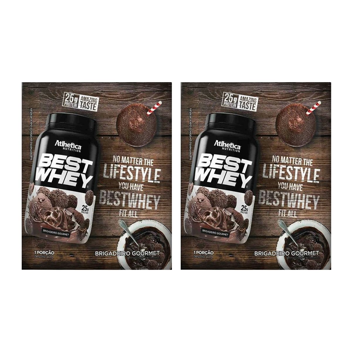 Kit 2X Best Whey - 1 sach� 40g Brigadeiro Gourmet - Atlhetica Nutrition