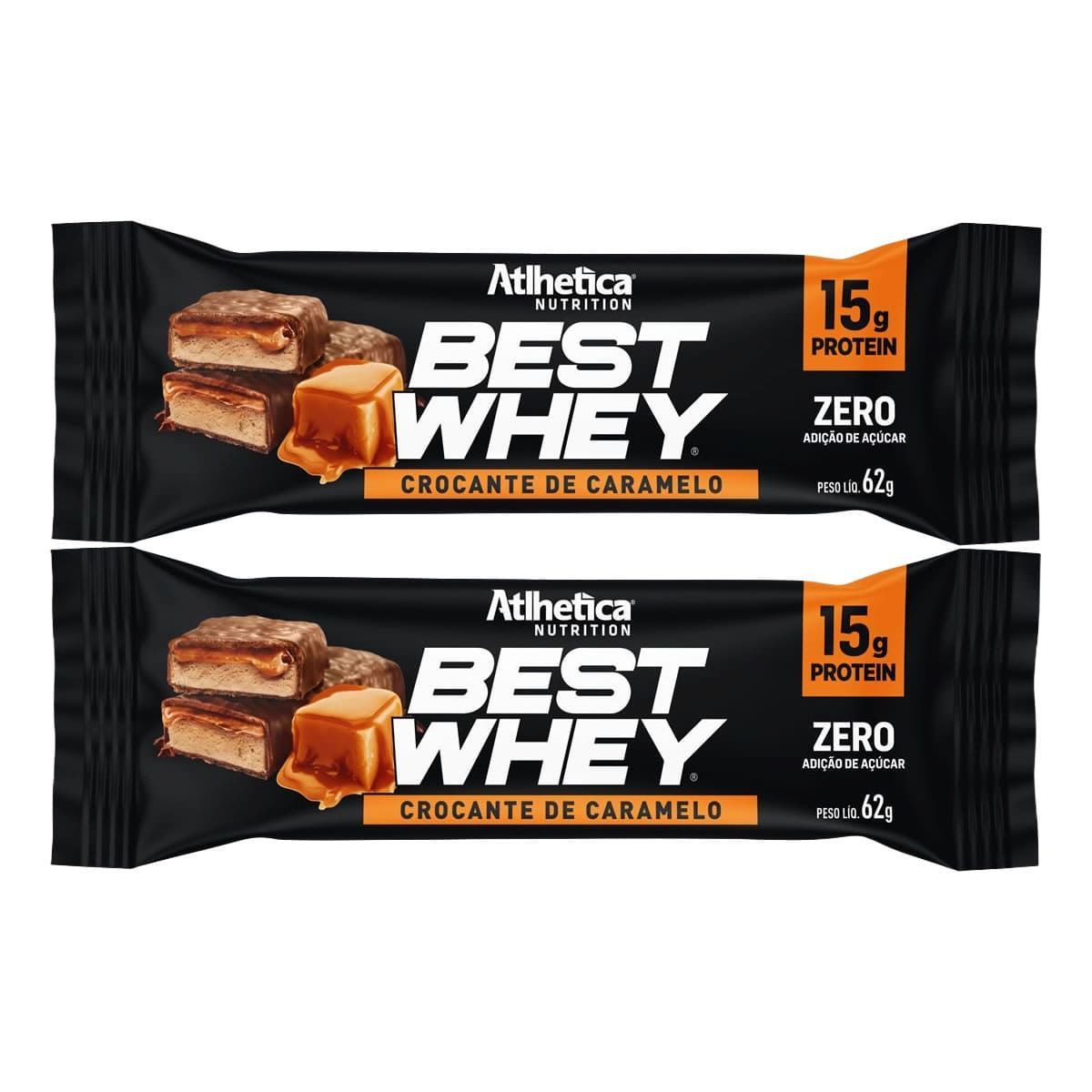 Kit 2X Best Whey Bar - 1 Unidade 62g Crocante de Caramelo - Atlhetica Nutrition