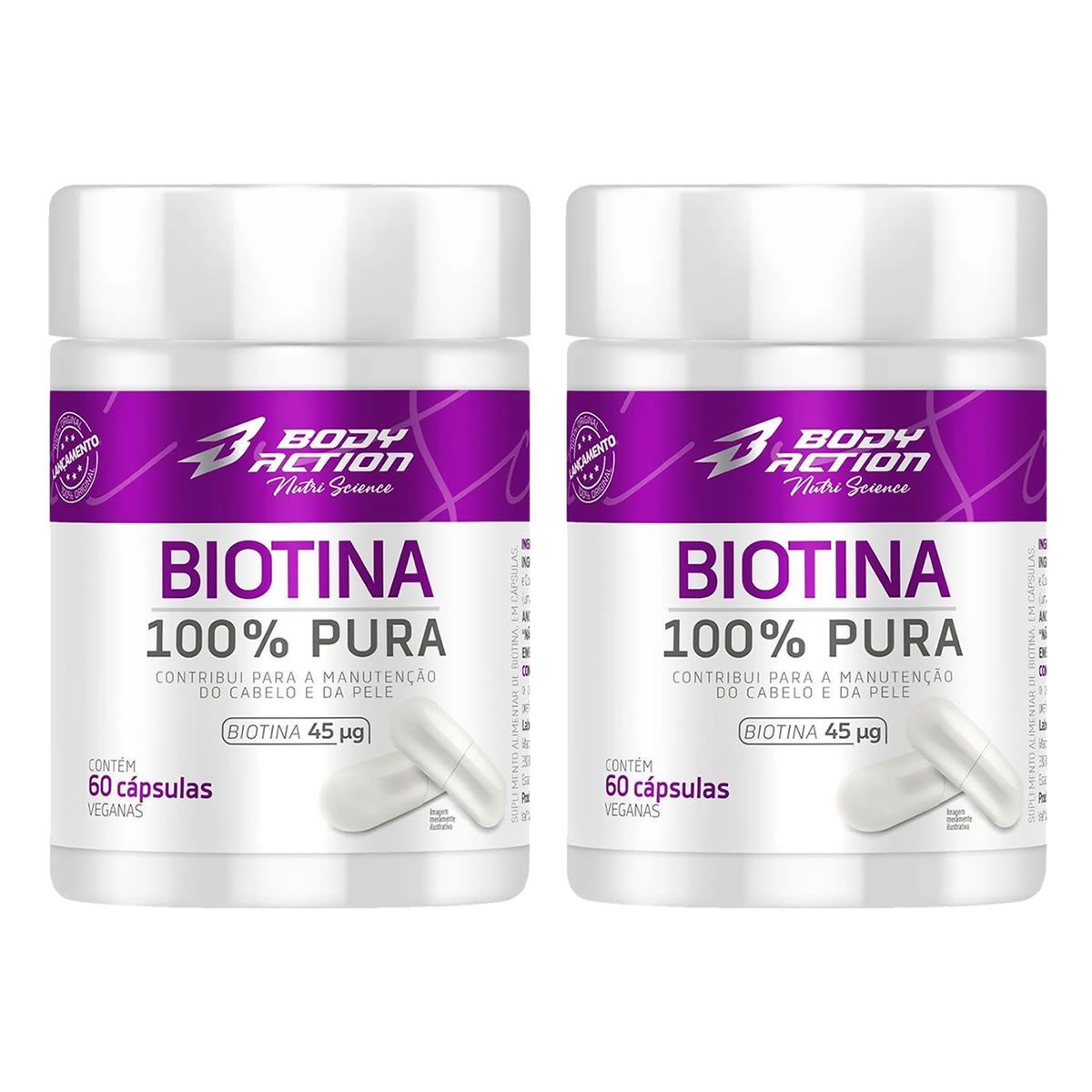 Kit 2X Biotina 100% Pura - 60 C�psulas - Body Action