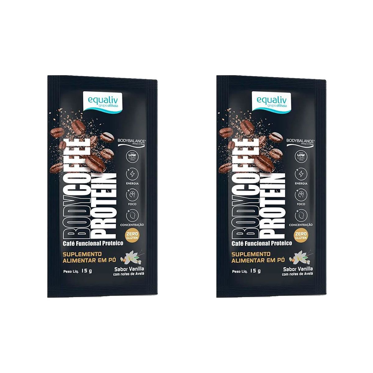 Kit 2X Body Coffee Protein - 1 Sach� 15g Vanilla - Equaliv