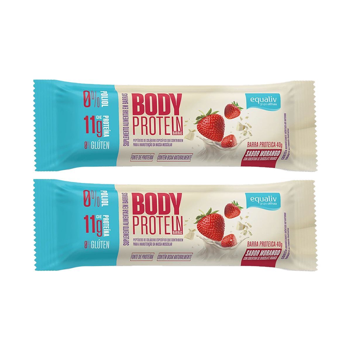 Kit 2X Body Protein Barra - 1 Unidade 40g Morango - Equaliv