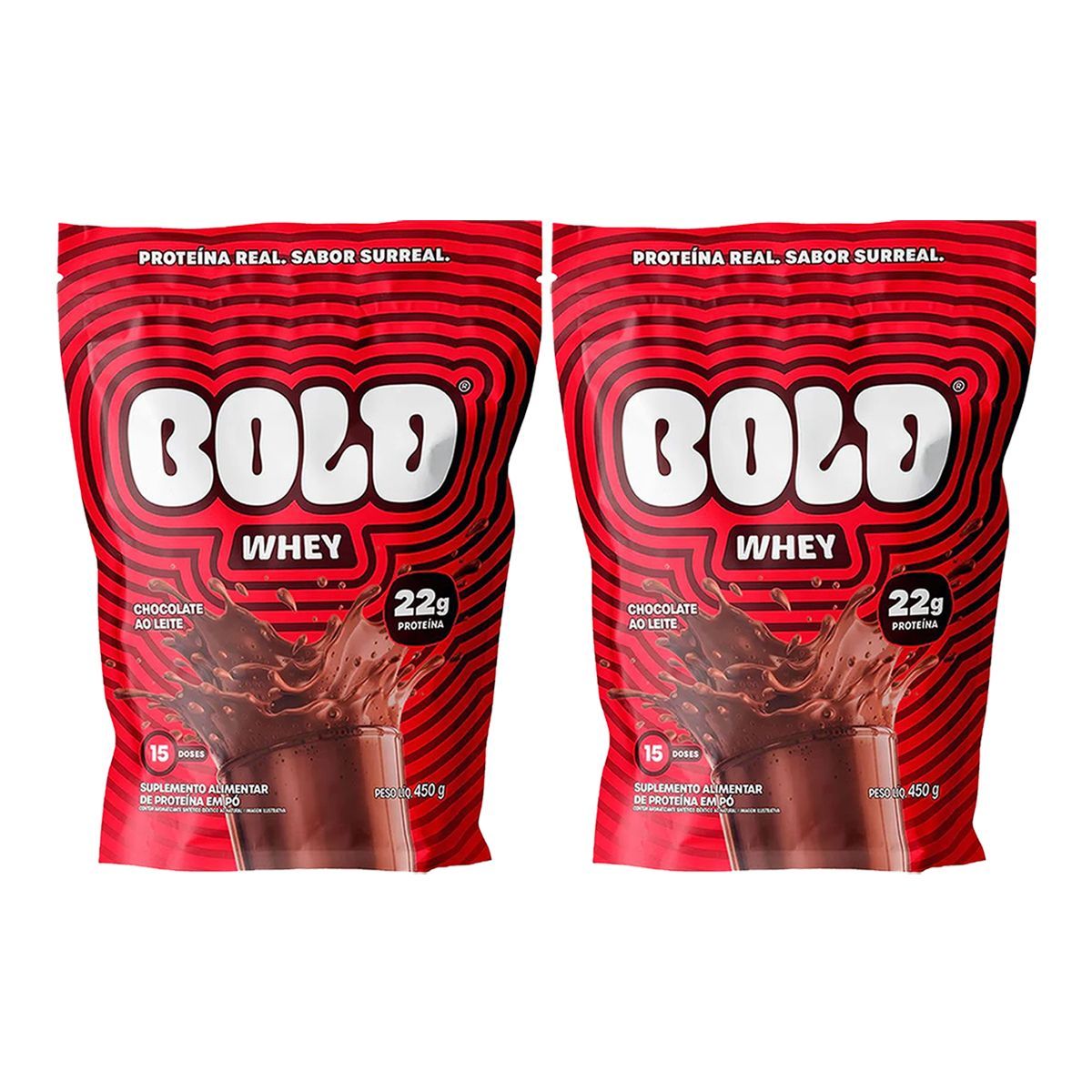 Kit 2X Bold Whey - 450g Refil Chocolate ao Leite - Bold
