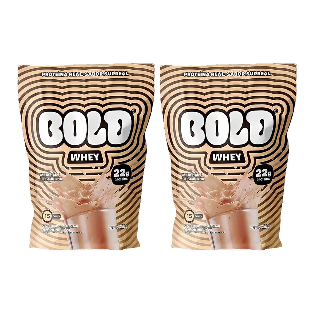 Kit 2X Bold Whey - 450g Refil Milkshake de Baunilha - Bold