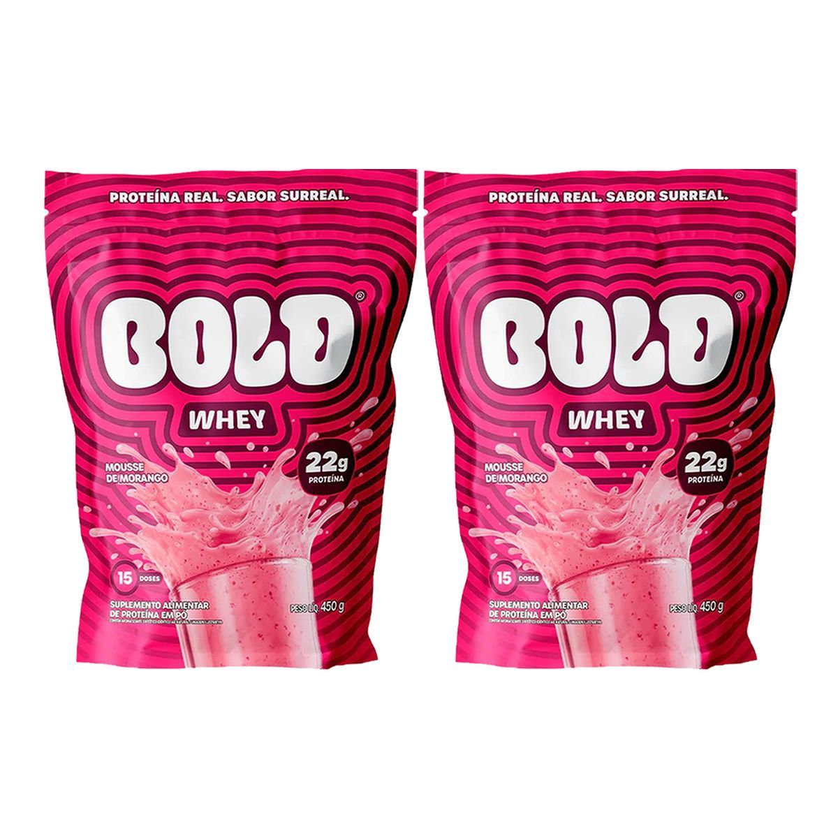 Kit 2X Bold Whey - 450g Refil Mousse de Morango - Bold