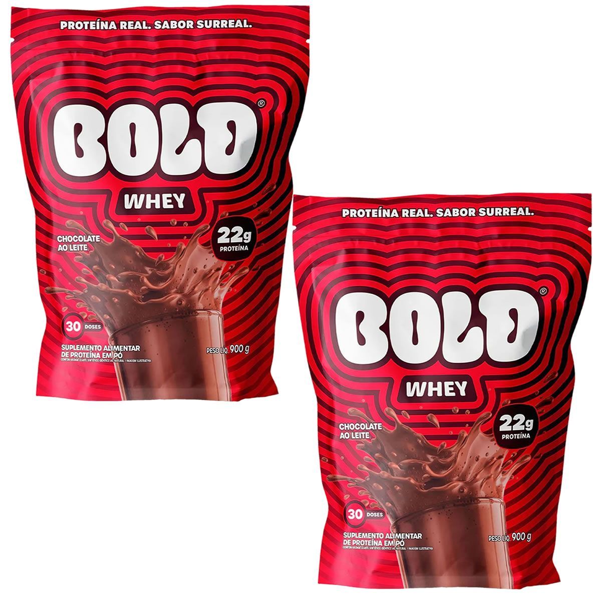 Kit 2X Bold Whey - 900g Refil Chocolate ao Leite - Bold