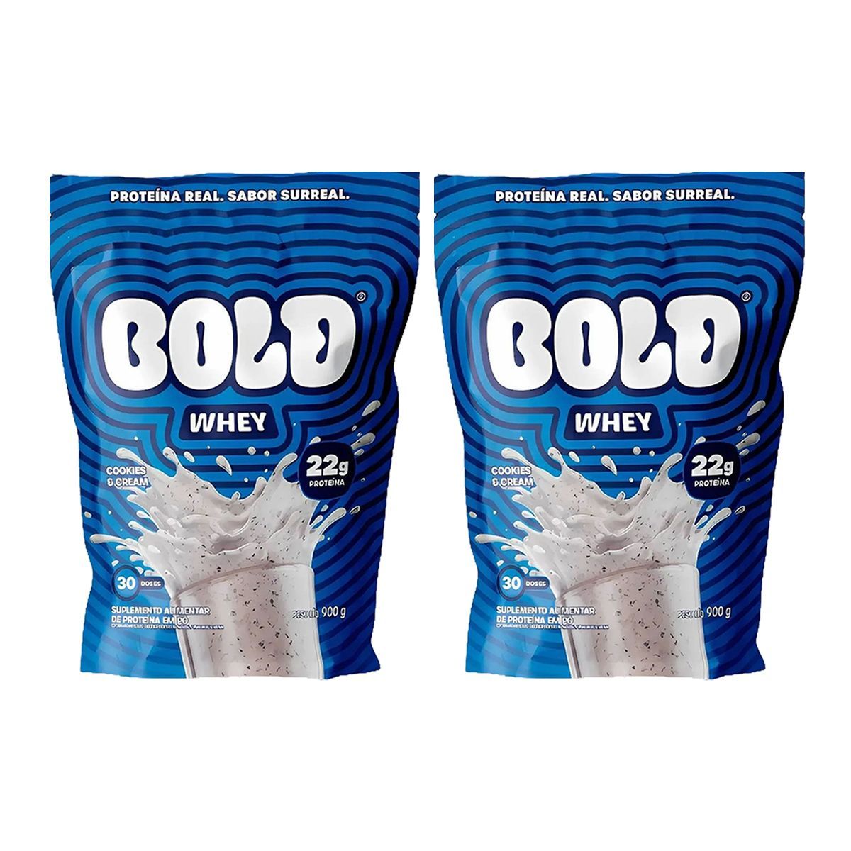 Kit 2X Bold Whey - 900g Refil Cookies e Cream - Bold