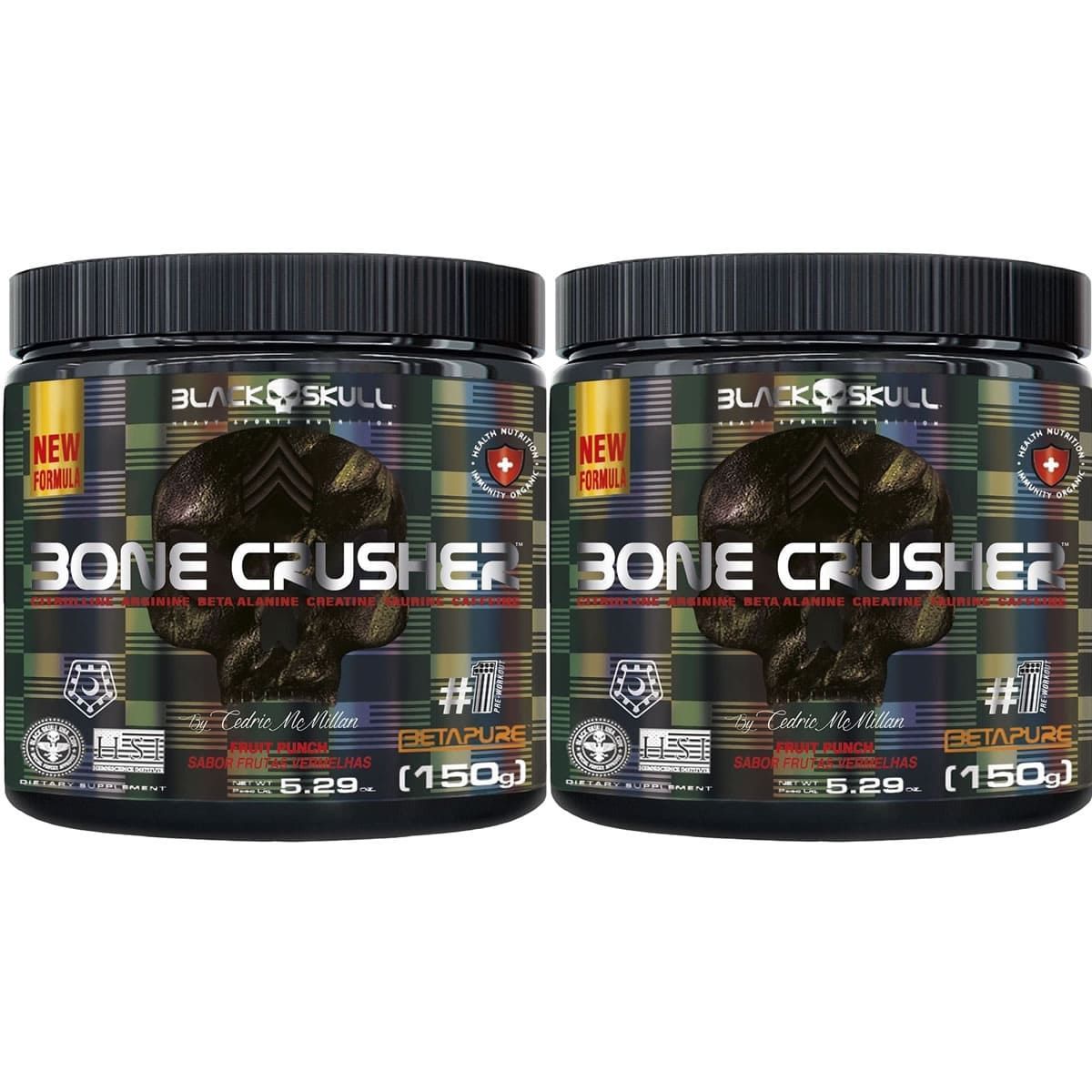 Kit 2X Bone Crusher Nova F�rmula - 150g Frutas Vermelhas - Black Skull