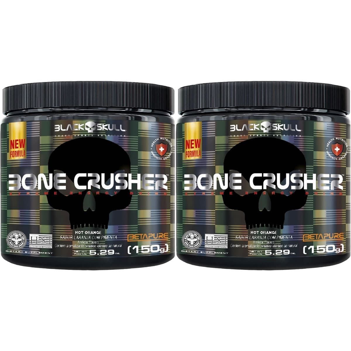 Kit 2X Bone Crusher Nova F�rmula - 150g Hot Orange - Black Skull