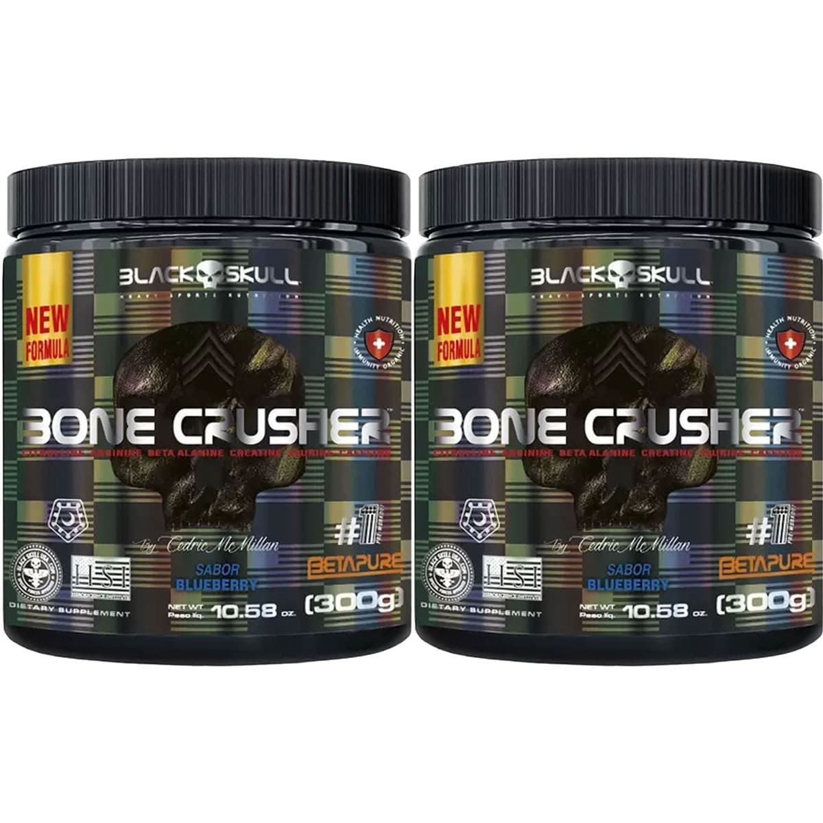 Kit 2X Bone Crusher Nova F�rmula - 300g Blueberry - Black Skull