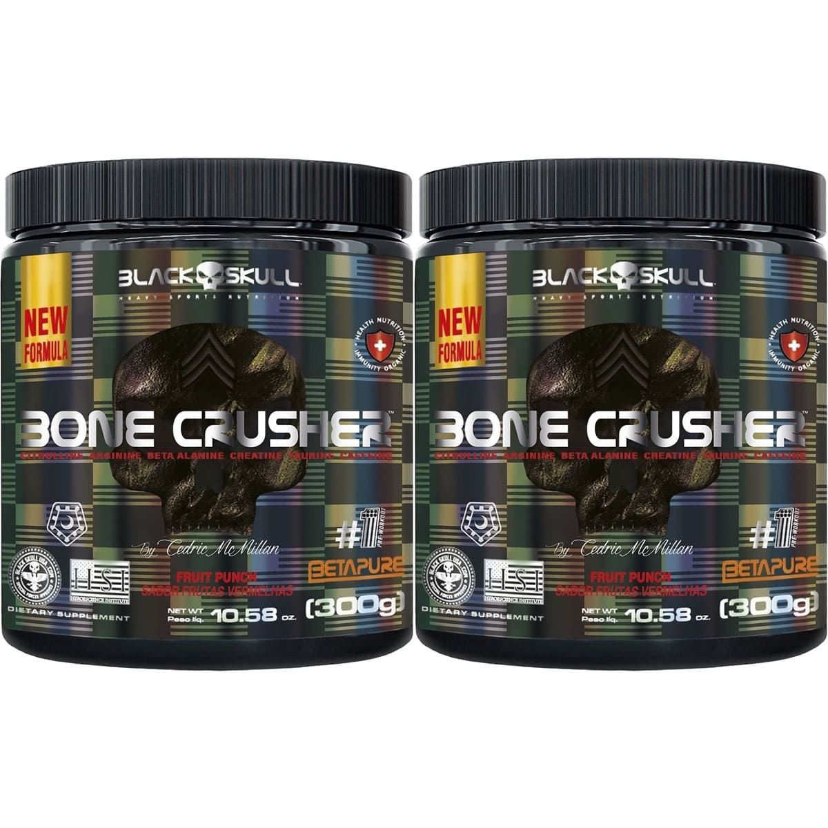 Kit 2X Bone Crusher Nova F�rmula - 300g Frutas Vermelhas - Black Skull