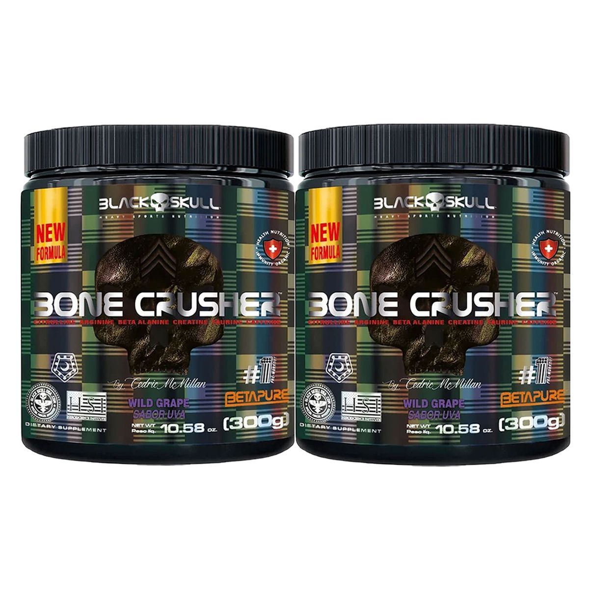 Kit 2X Bone Crusher Nova F�rmula - 300g Uva - Black Skull