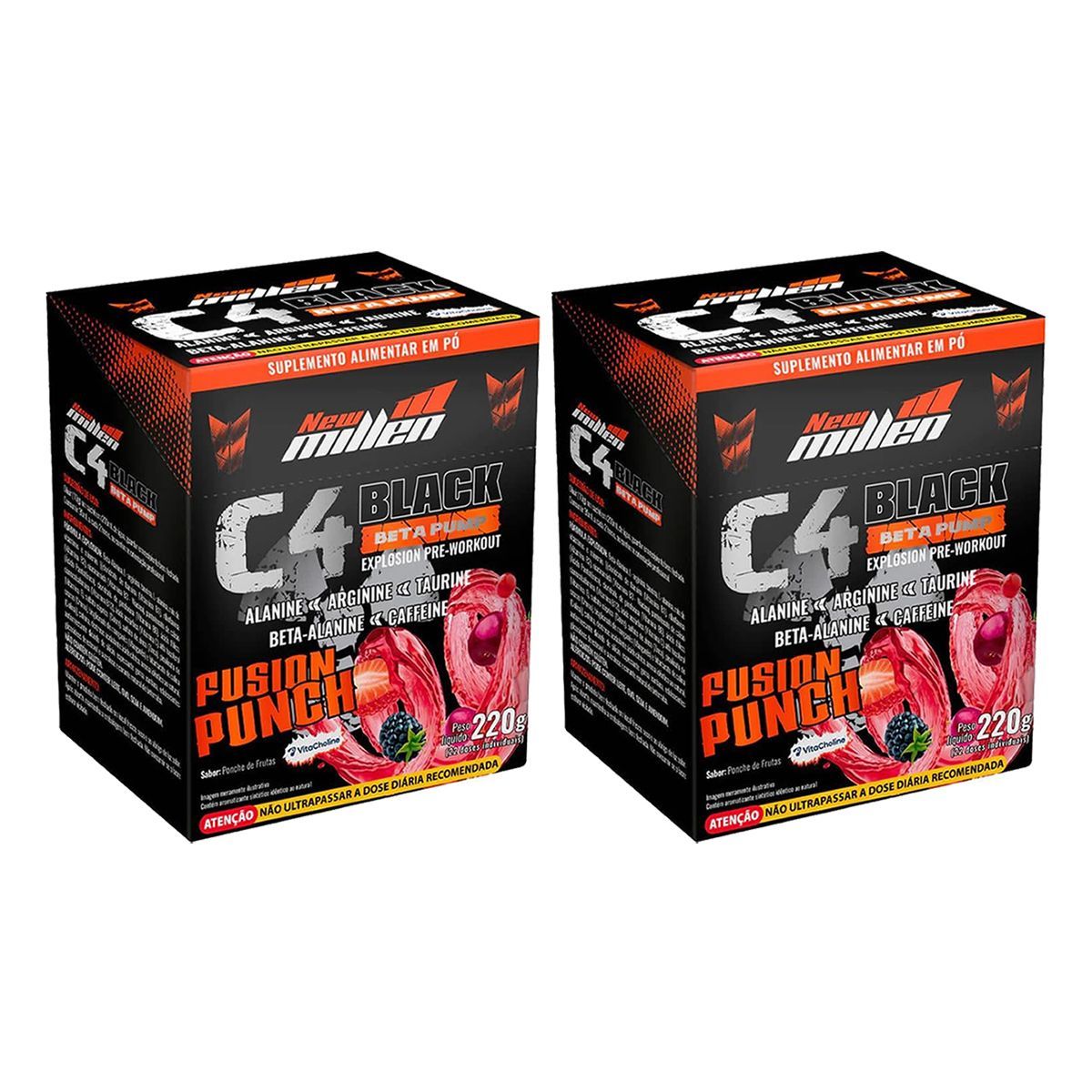Kit 2X C4 Black Beta Pump Explosion - 22 Sach�s 10g Fruit Punch - New Millen