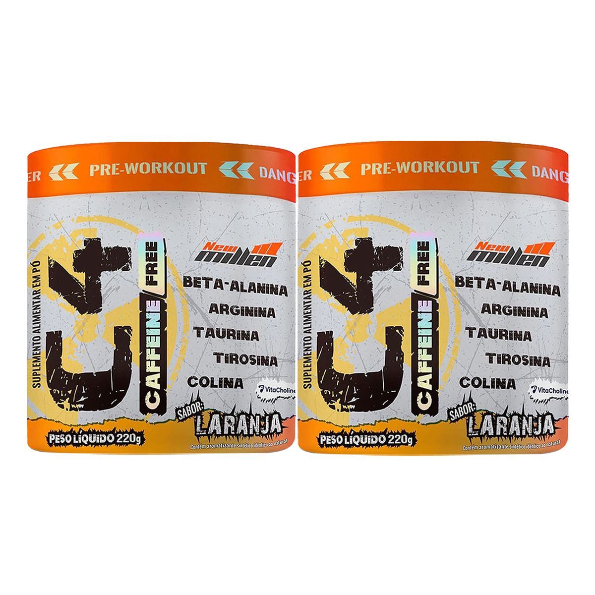 Kit 2X C4 Caffeine Free com Colina - 220g Laranja - New Millen