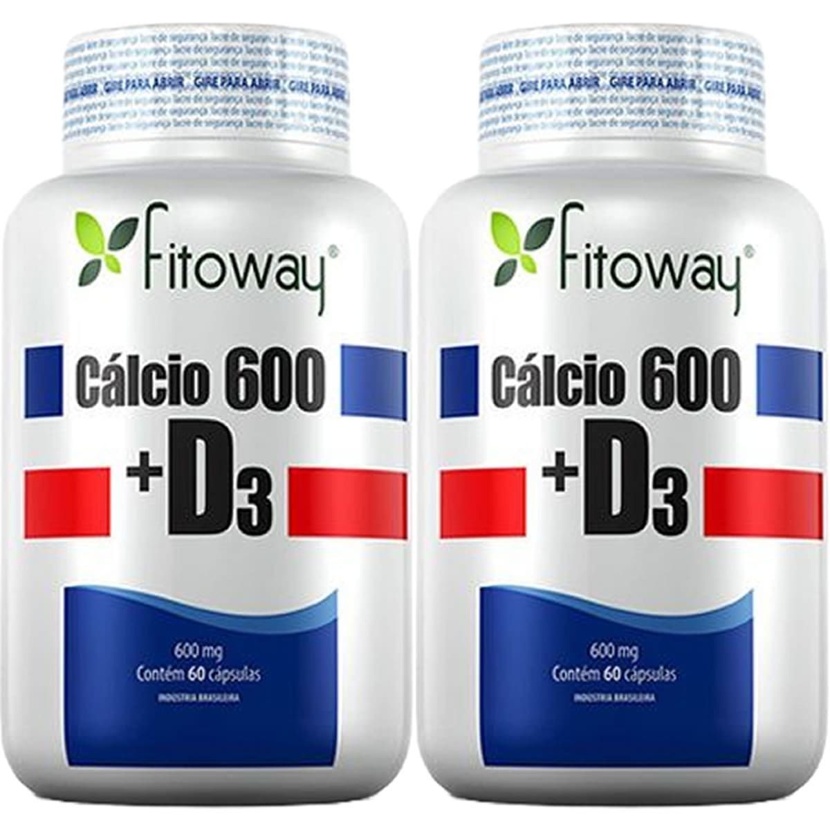Kit 2X Calcio 600 + D3 - 60 C�psulas - Fitoway