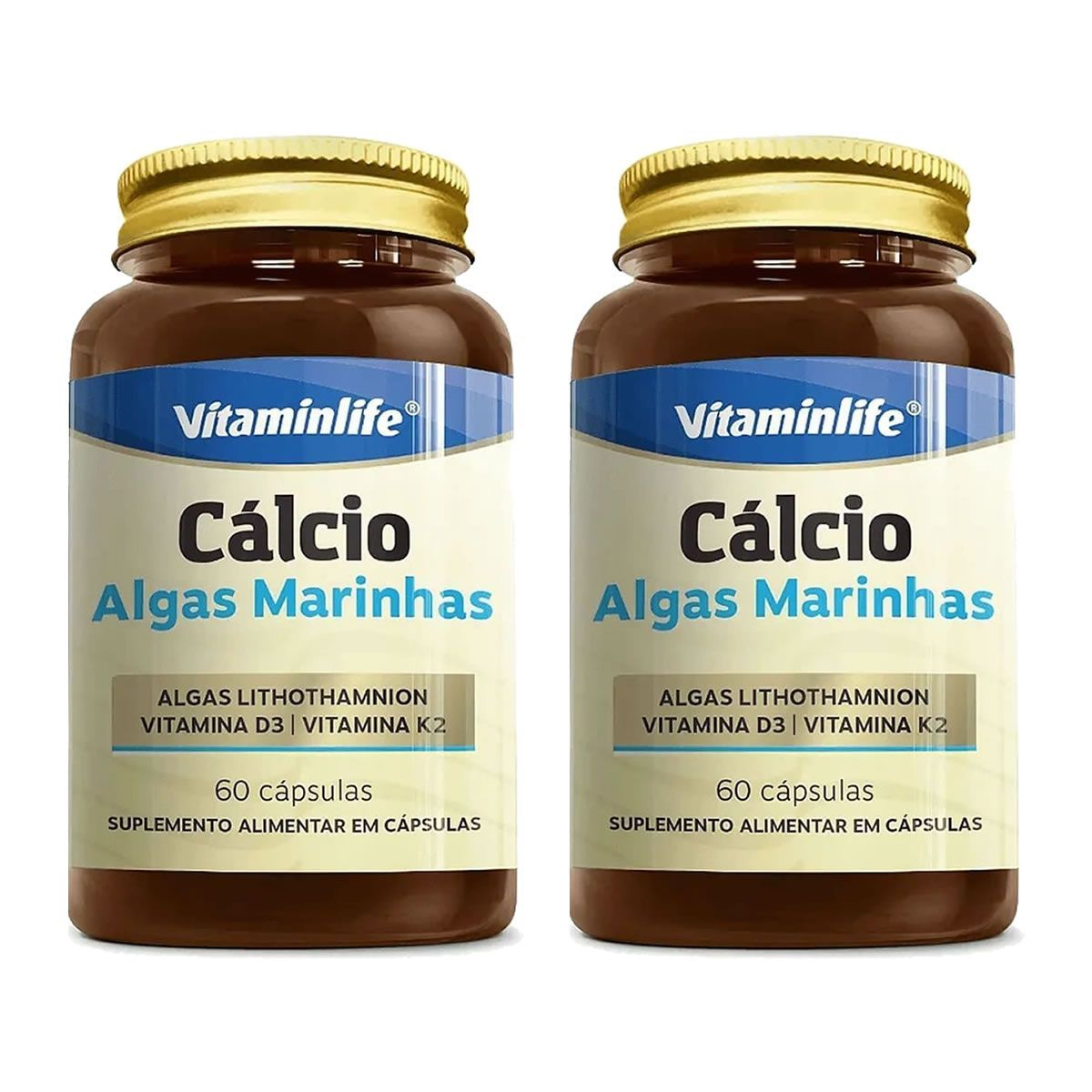 Kit 2X C�lcio Algas Marinhas - 60 C�psulas - VitaminLife