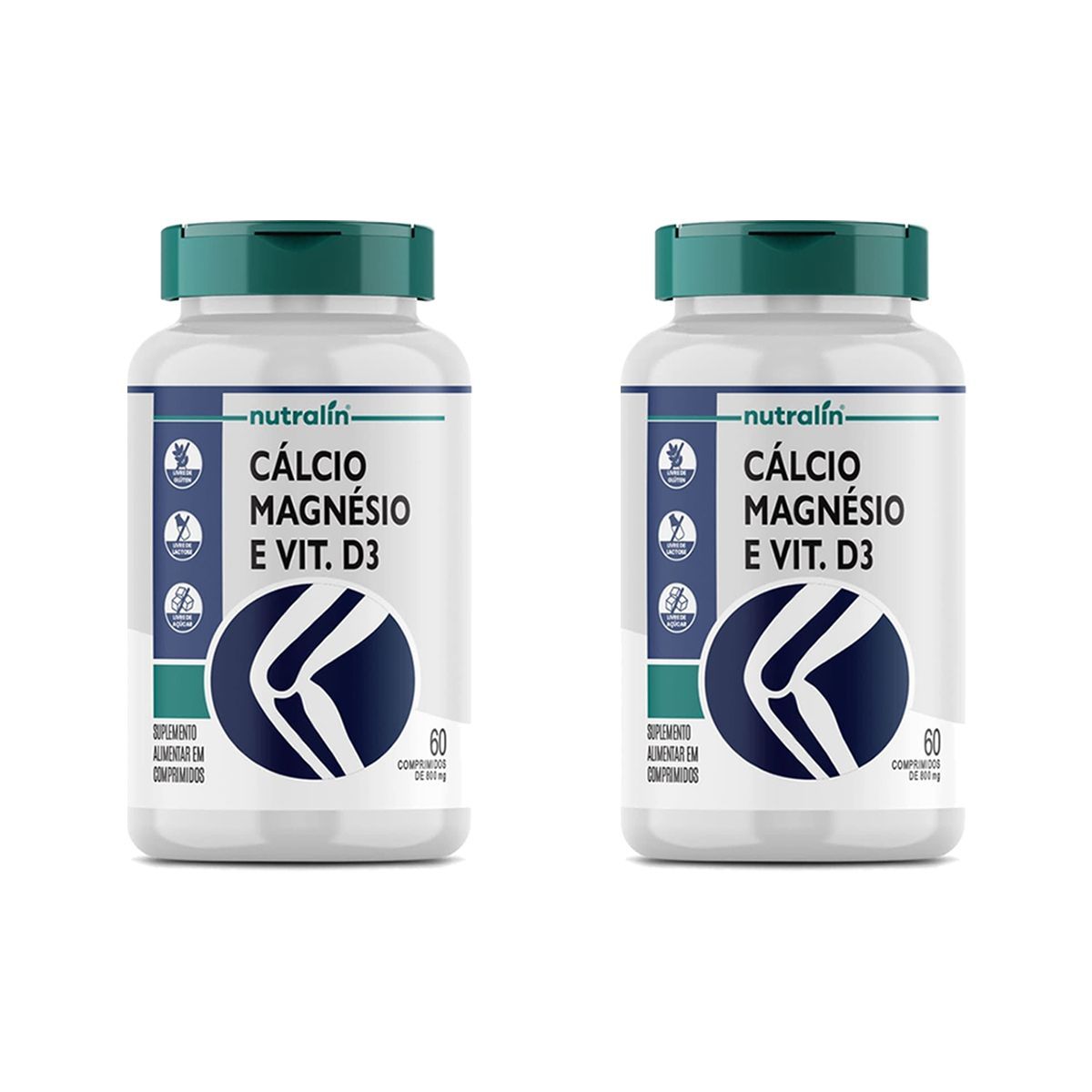 Kit 2X C�lcio com Magn�sio + Vitamina D3 - 60 Comprimidos - Nutralin