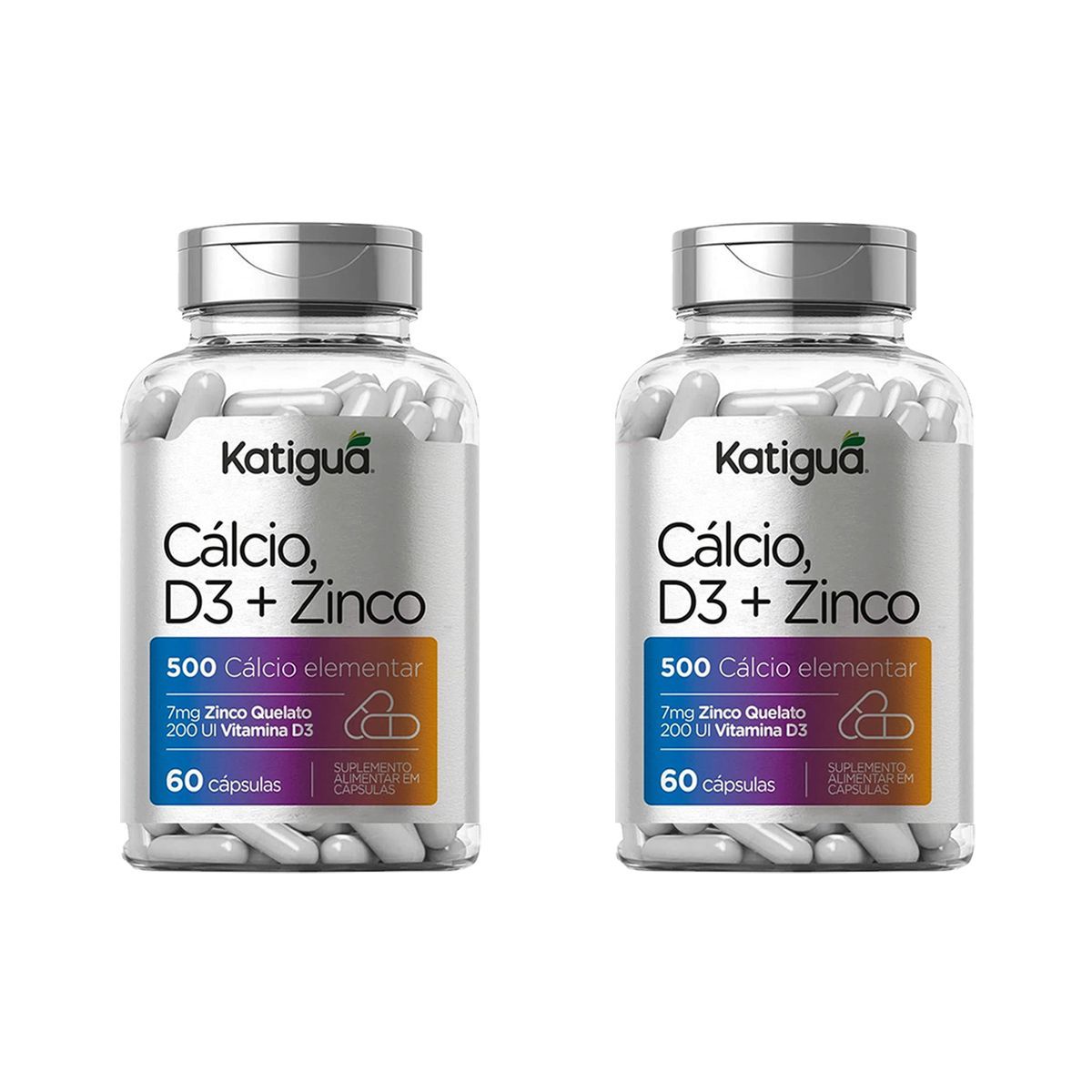 Kit 2X C�lcio, D3 + Zinco - 60 C�psulas - Katigu�