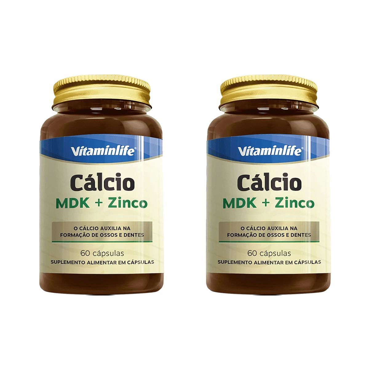 Kit 2X C�lcio MDK + Zinco - 60 C�psulas - VitaminLife