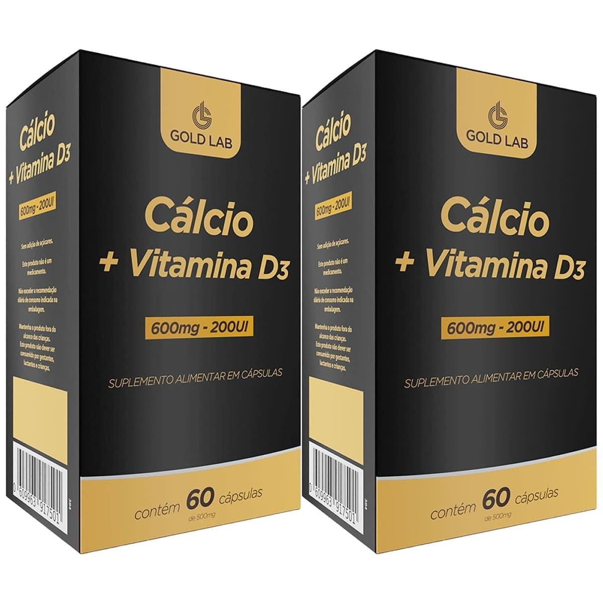 Kit 2X C�lcio + Vitamina D3 - 60 C�psulas - Gold Lab