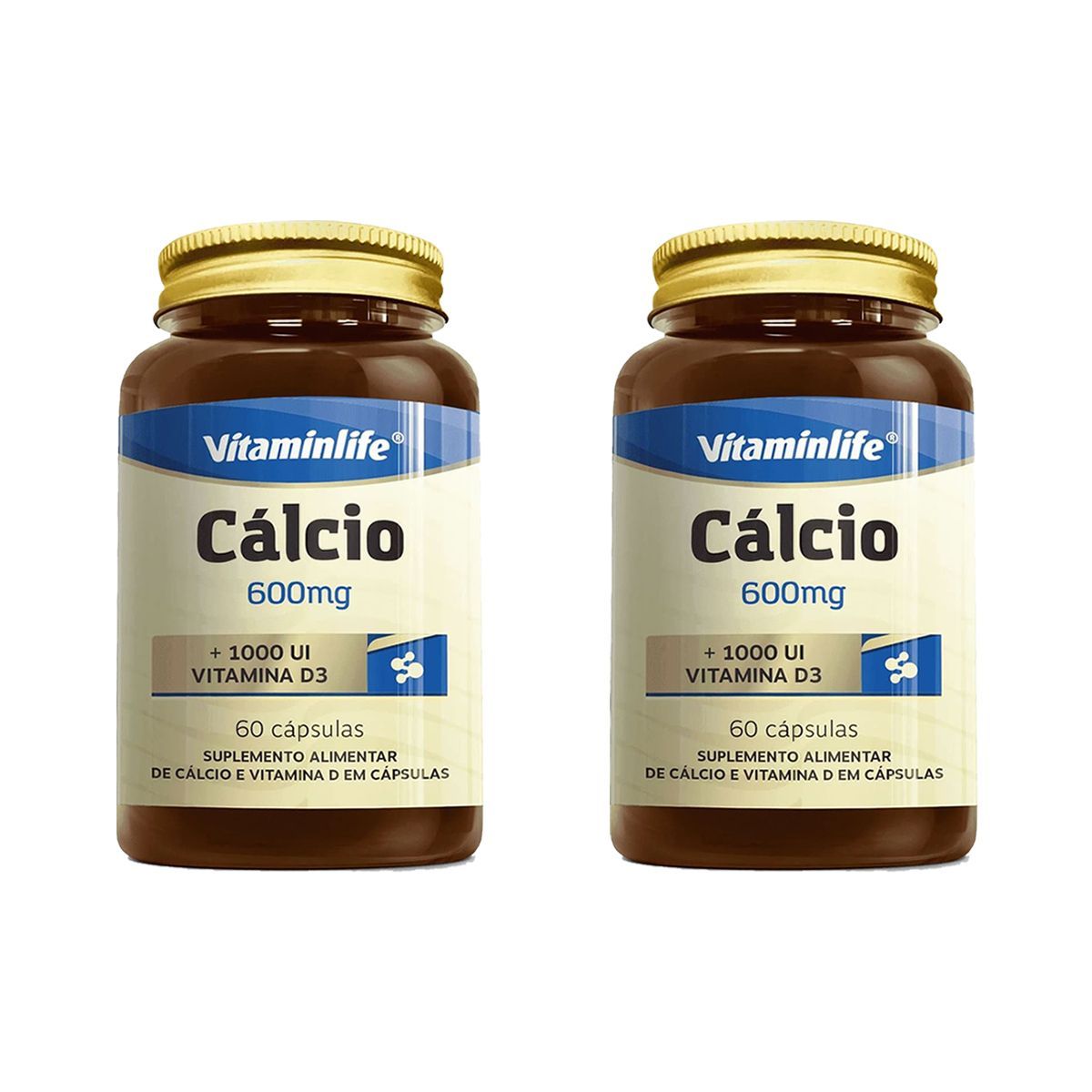 Kit 2X C�lcio + Vitamina D3 - 60 C�psulas - VitaminLife