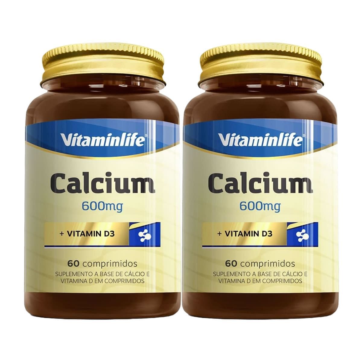 Kit 2X Calcium 600mg + VITD3 OTC C�lcio Vitamina D3 - 60 Comprimidos - VitaminLife