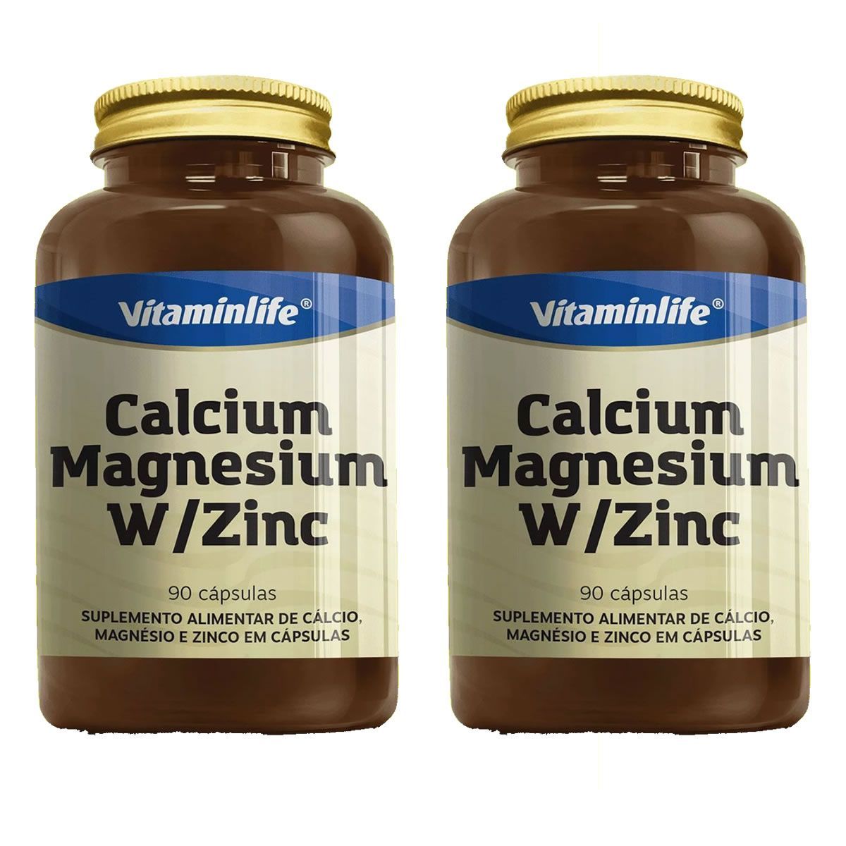 Kit 2X Calcium, Magnesium W/Zinc - 90 c�psulas - Vitaminlife