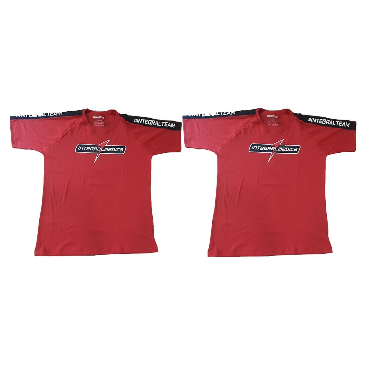 Kit 2X Camiseta Algod�o Integral Team - Tamanho GG Vermelha/Preta - IntegralM�dica