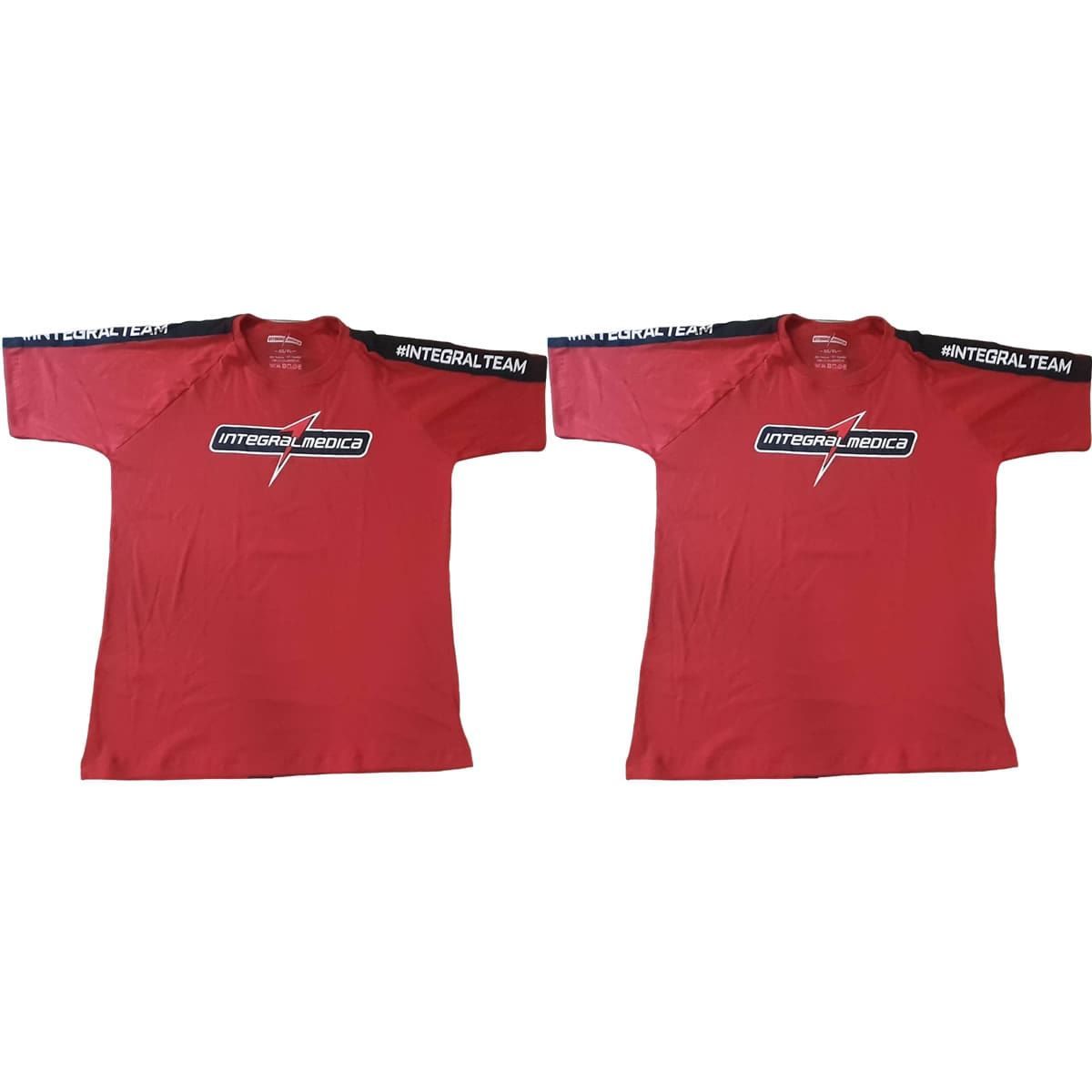 Kit 2X Camiseta Algod�o Integral Team - Tamanho P Vermelha/Preta - IntegralM�dica