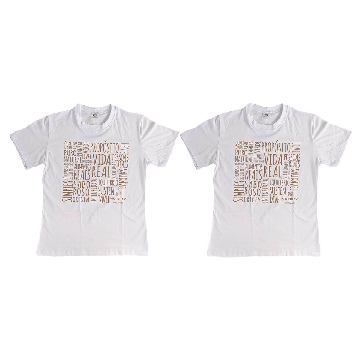 Kit 2X Camiseta de  Algod�o Feminina - Tamanho P Branca - Nutrify