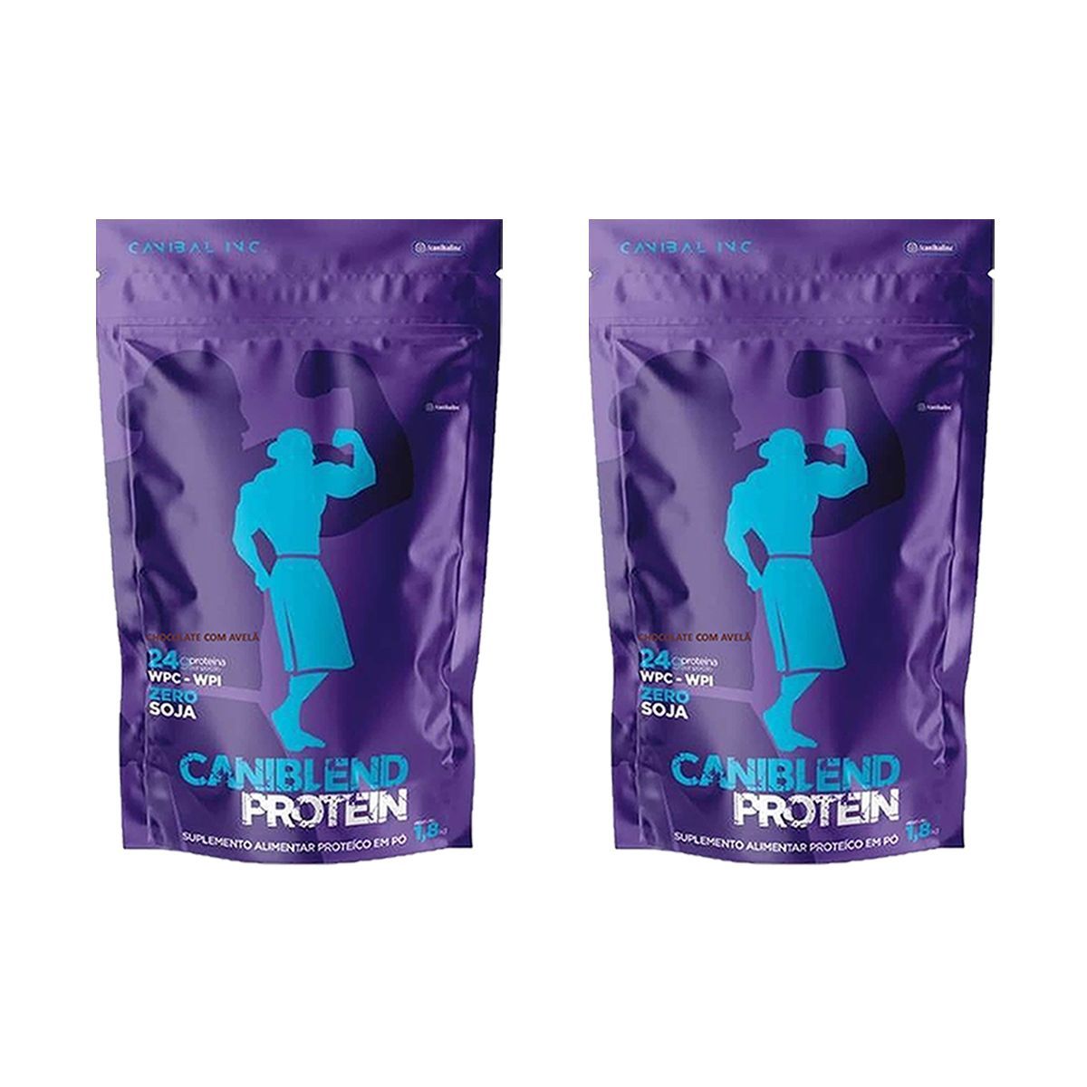 Kit 2X Caniblend Protein - 1800g Refil Chocolate com Avel�- Canibal
