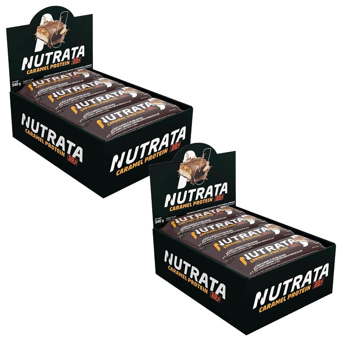 Kit 2X Caramel Protein - 12 Barras de 45g - Nutrata