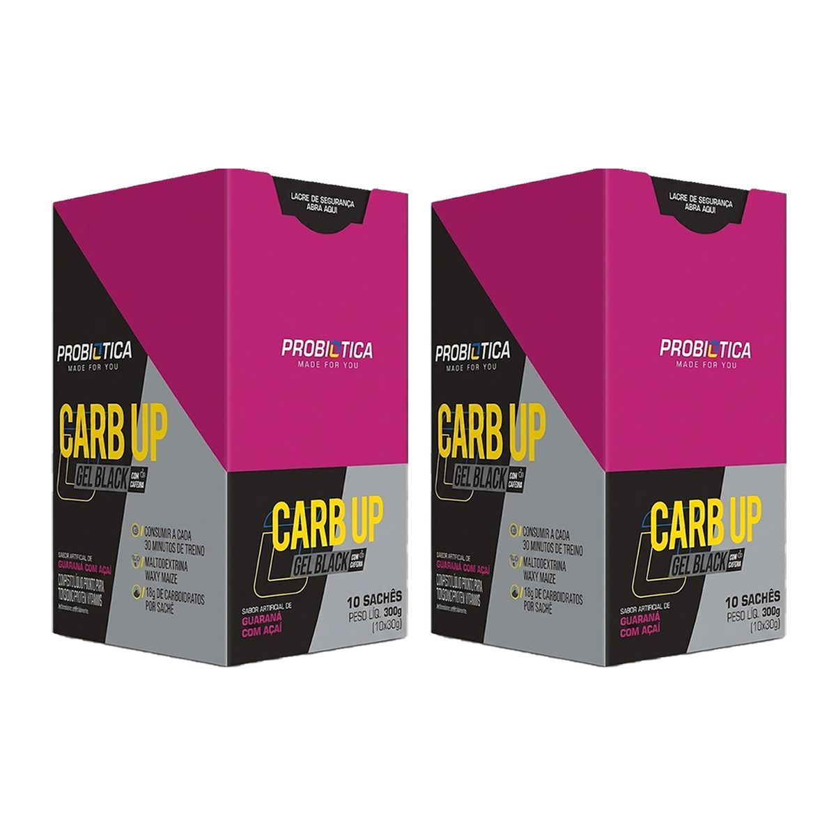 Kit 2X Carb Up Gel Black - 10 Sach�s 30g Guaran� com A�a� - Probi�tica