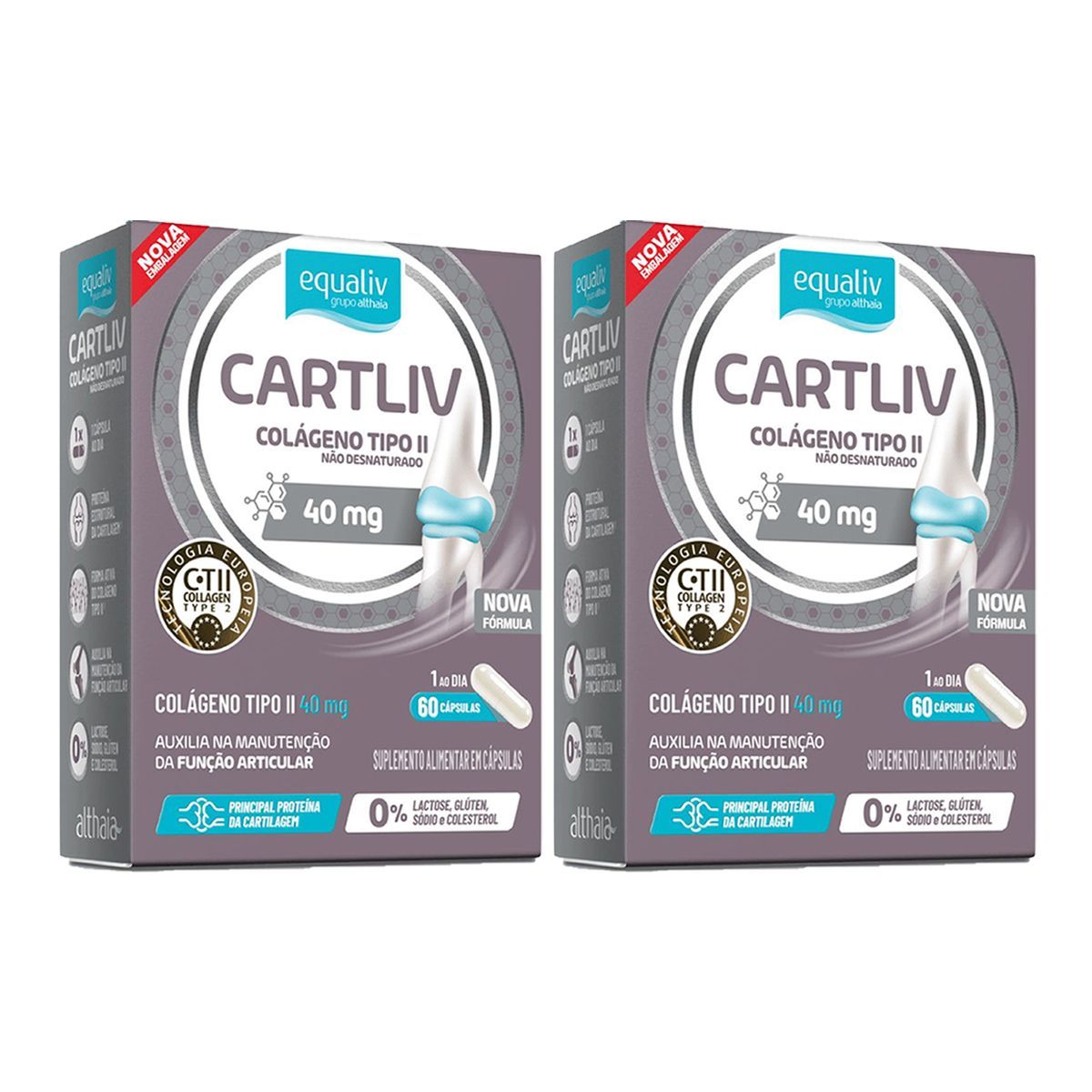 Kit 2X Cartliv Col�geno Tipo II - 60 C�psulas - Equaliv