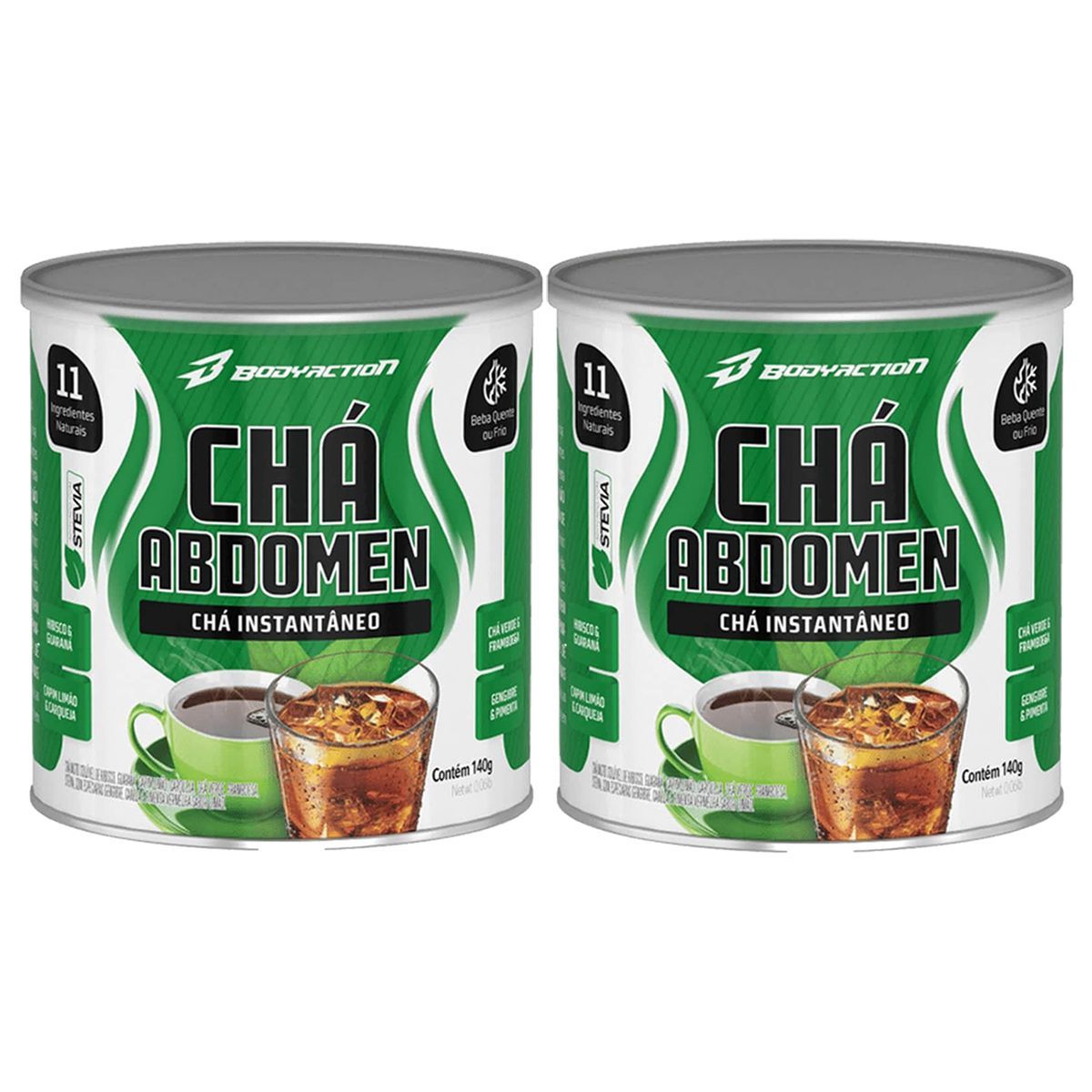 Kit 2X Ch� Abdomen Instant�neo - 140g Hibisco, Guaran�, Capim Lim�o e Carqueja - BodyAction