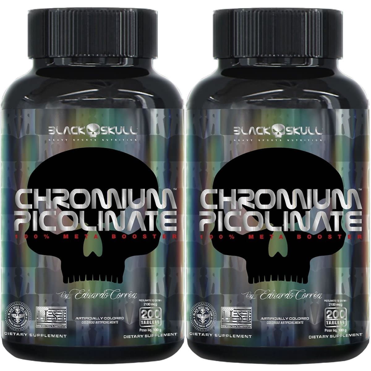 Kit 2X Chromium Picolinate - 200 Tablets - Black Skull