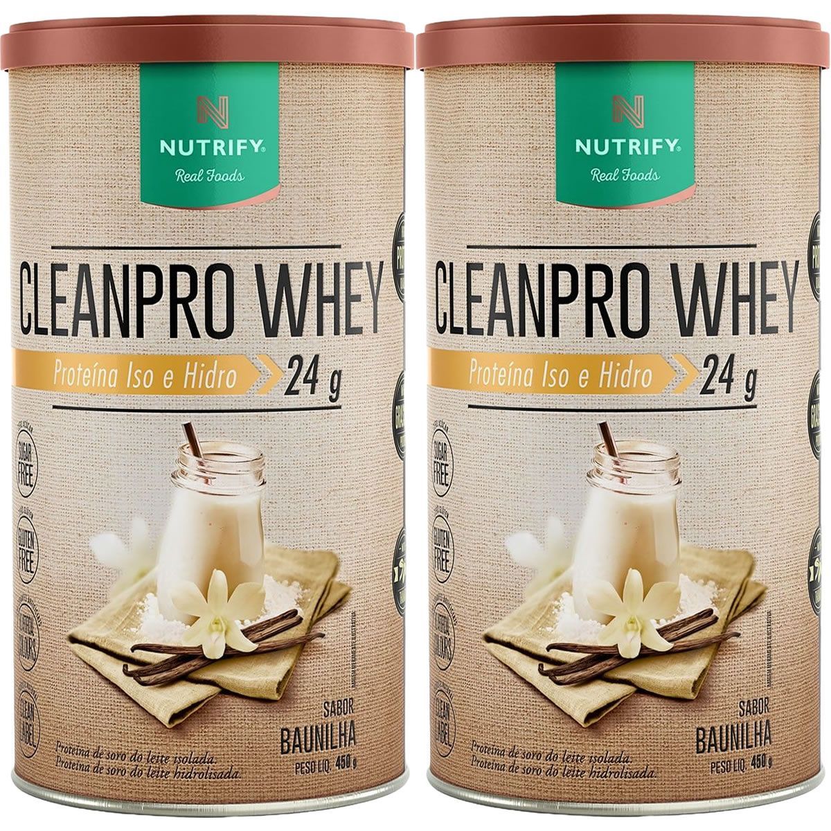 Kit 2X Cleanpro Whey Iso e Hidro - 450g Baunilha - Nutrify