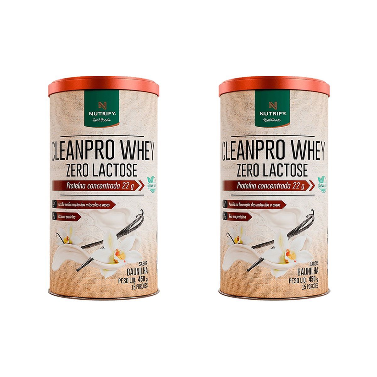 Kit 2X Cleanpro Whey Zero Lactose - 450g Baunilha - Nutrify
