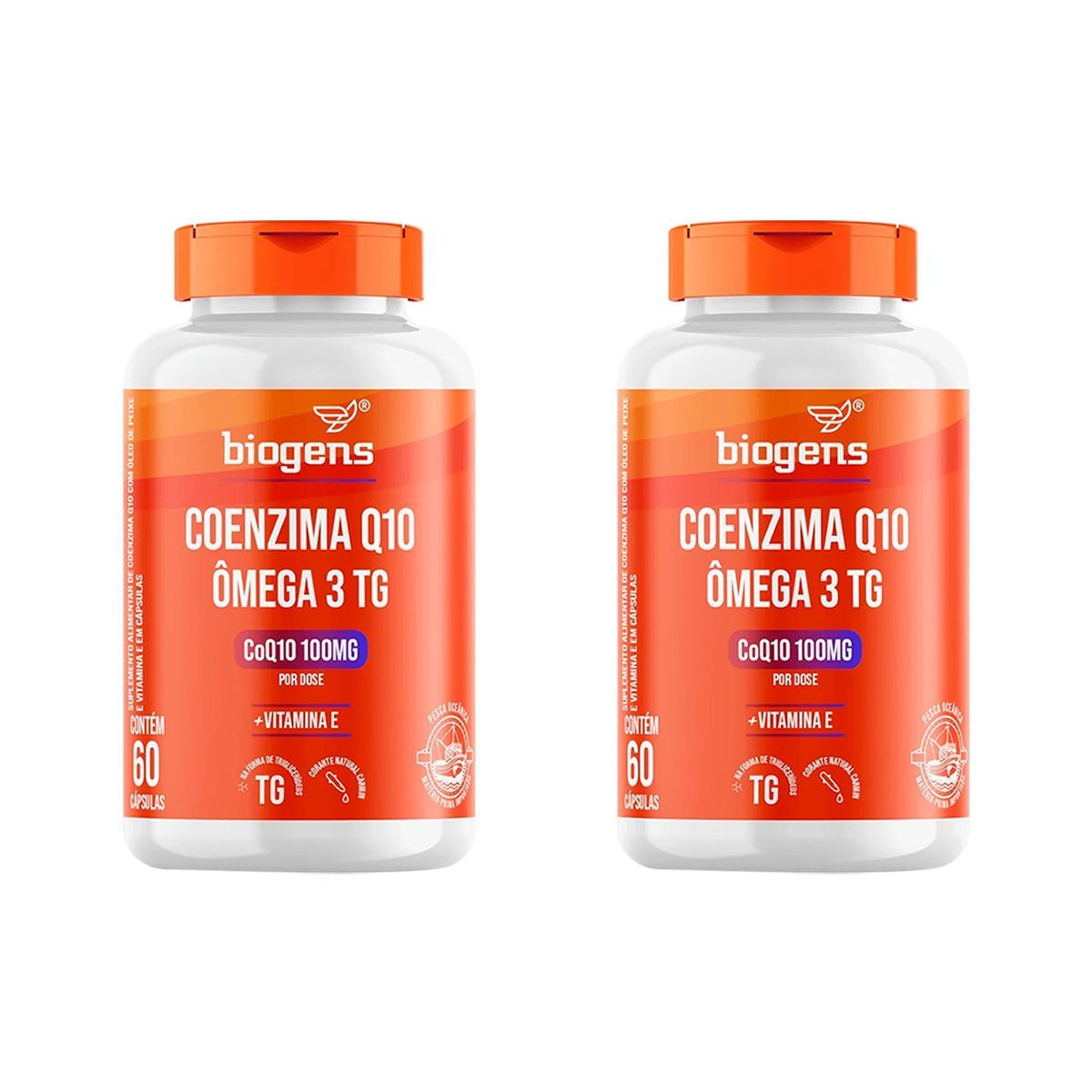 Kit 2X Coenzima Q10 100mg + �mega 3 Vitamina E - 60 C�psulas - Bigens
