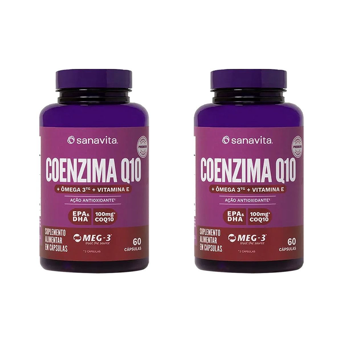 Kit 2X Coenzima Q10 + �mega 3 - 60 C�psulas - Sanavita