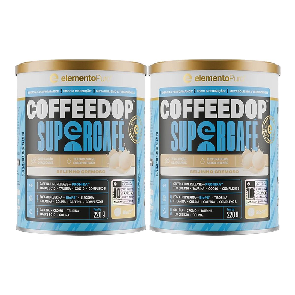 Kit 2X CoffeeDop SuperCaf� - 220g Beijinho - ElementoPuro