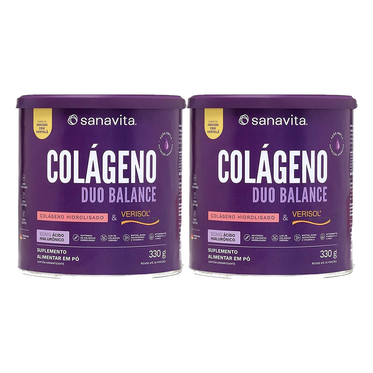 Kit 2X Col�geno Duo Balance - 330g Abacaxi com Hortel� - Sanavita